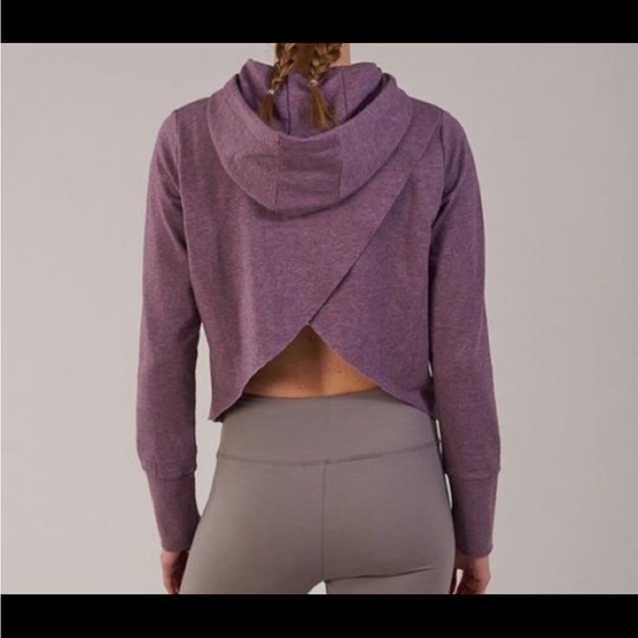 Gymshark Hoodie Women's XS Cropped Sweatshirt Cross Back Workout Gym Purple - Picture 3 of 5